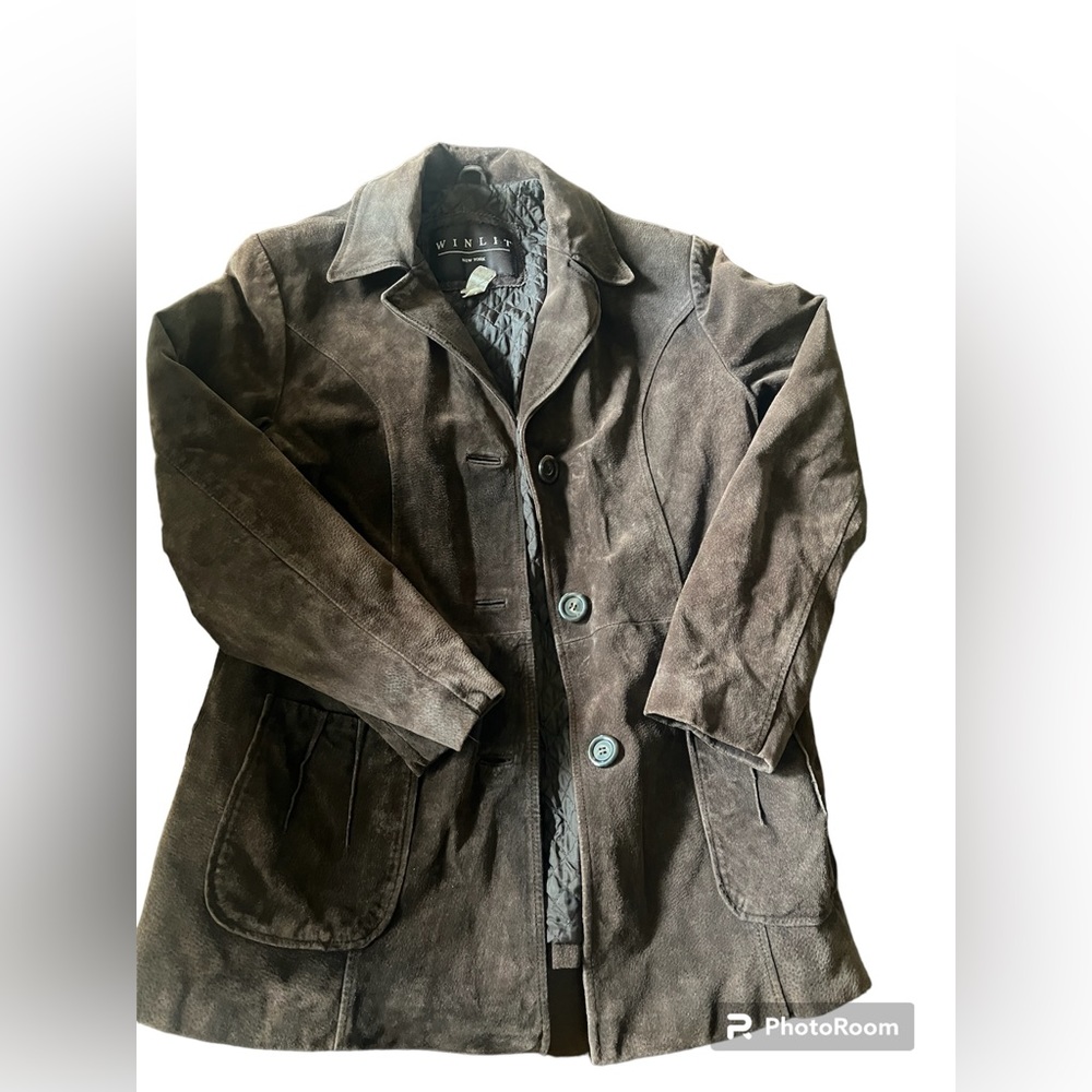 Woman’s suede leather vintage coat size large